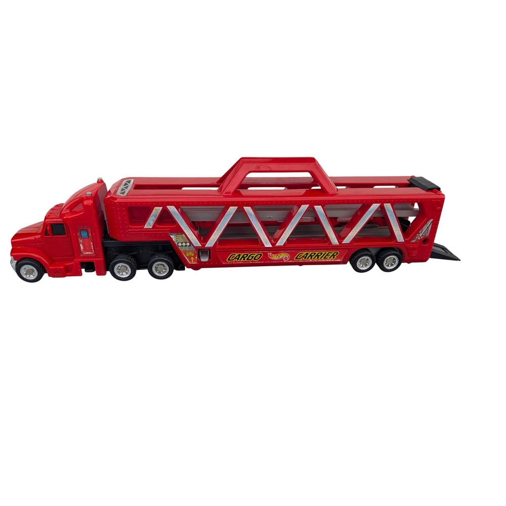 Hot Wheels Cargo Carrier Semi Truck Hauler Red 1991 Mattel Large Toy Truck